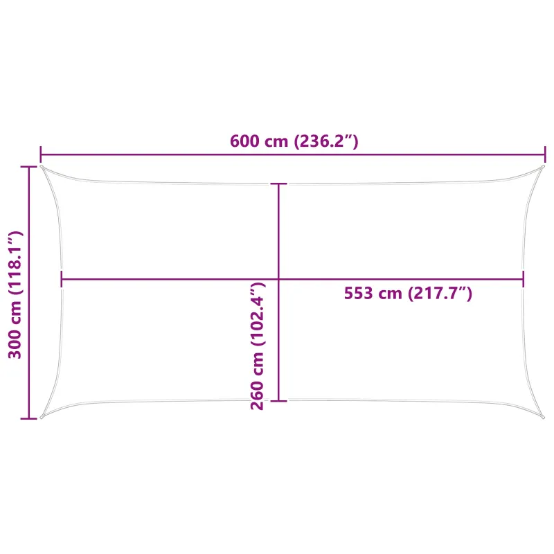 Saulės burė Geltona ir balta 6 x 3 m 100% poliesteris Oksfordas