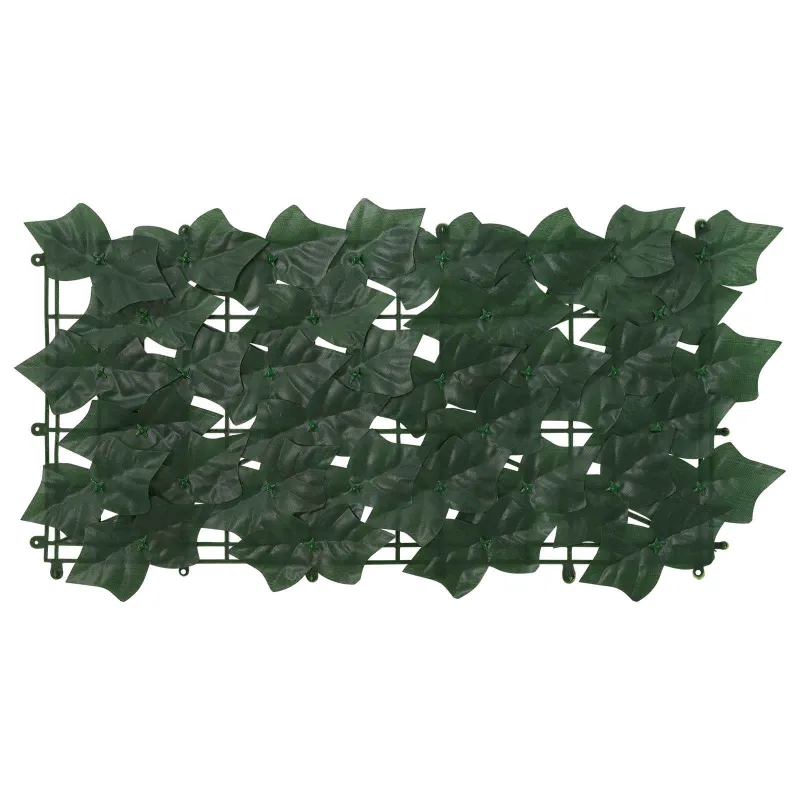 Balkono ekranas su lapais Tamsiai žalia 400 x 75 cm