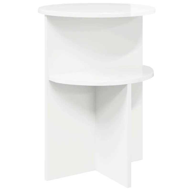 Šoninis stalas su saugykla Itin blizgi balta Ø 39,5 x 55 cm