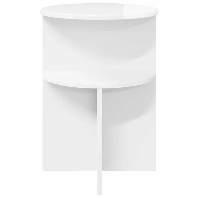 Šoninis stalas su saugykla Itin blizgi balta Ø 39,5 x 55 cm