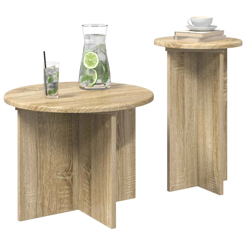 Šoninių staliukų komplektas su saugykla 2 pcs Sonoma ąžuolas