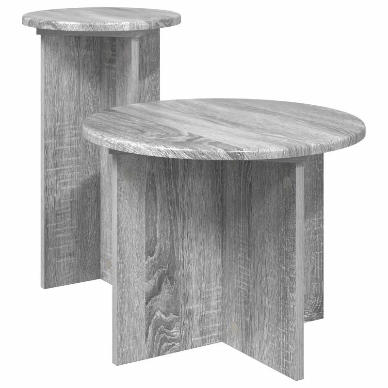 Šoninių staliukų komplektas 2 pcs Pilka sonoma ąžuolo