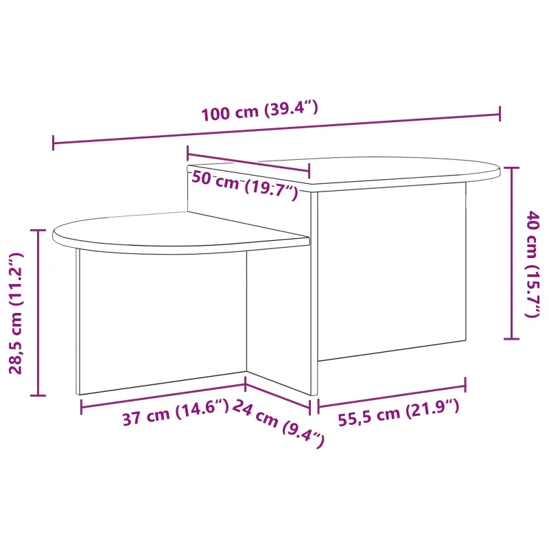 Kavos staliukas Artisano ąžuolo 100 x 50 x 40 cm