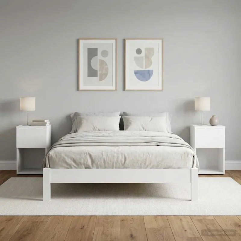Lovos spintelė 2 pcs Balta 29 x 31,5 x 49 cm Apdirbta mediena