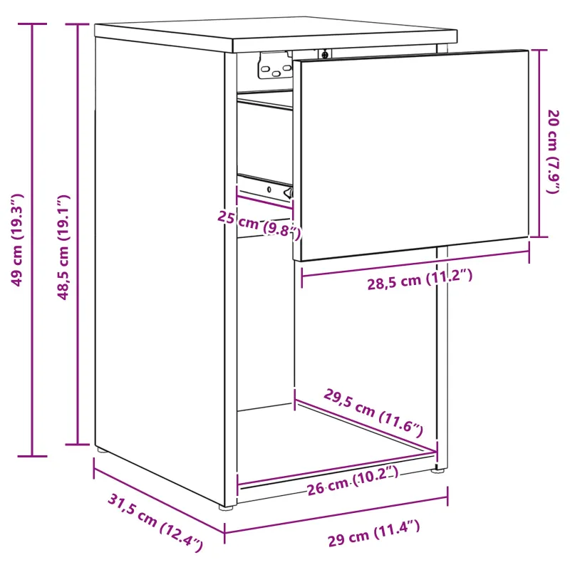 Lovos spintelė 2 pcs Sendintos medienos 29 x 31,5 x 49 cm