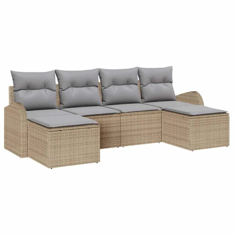 Sofoksen setti 6 kpl Beige ja vaaleanharmaa polyratasta