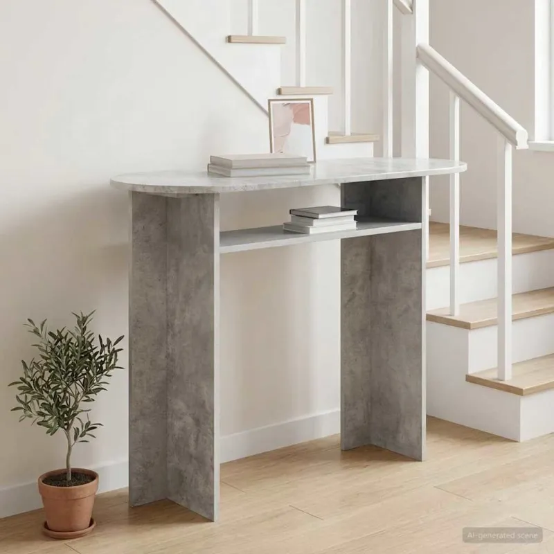 Konsolinis stalas su saugykla Betono pilka 100 x 39,5 x 75 cm