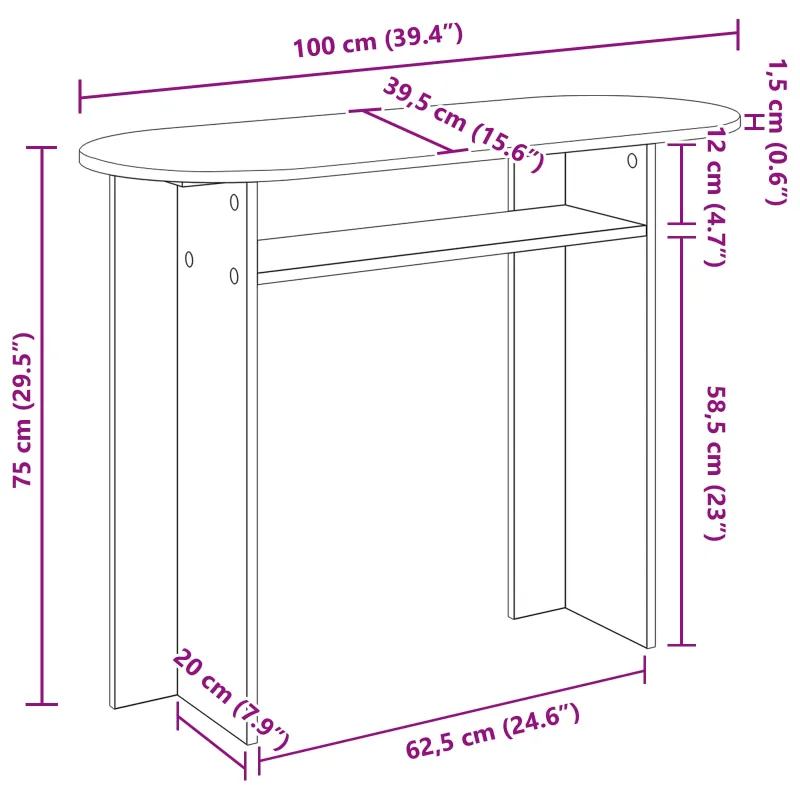Konsolinis stalas su saugykla Betono pilka 100 x 39,5 x 75 cm