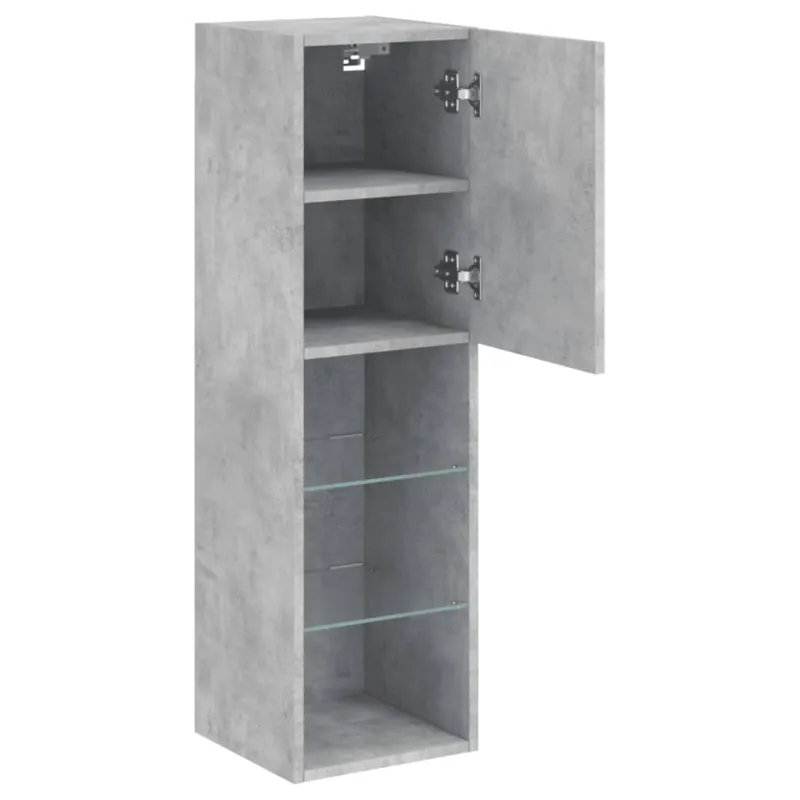 TV spintelė su LED lemputėmis, betono pilka, 30,5x30x102cm