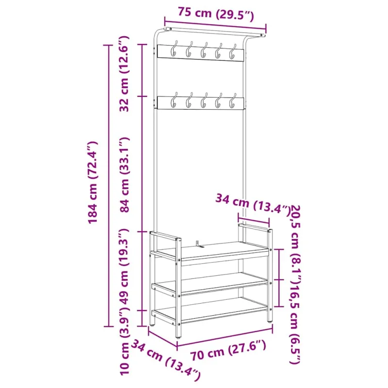 Paltas Amatininkų ąžuolas 75 x 34 x 184 cm Apdirbta mediena