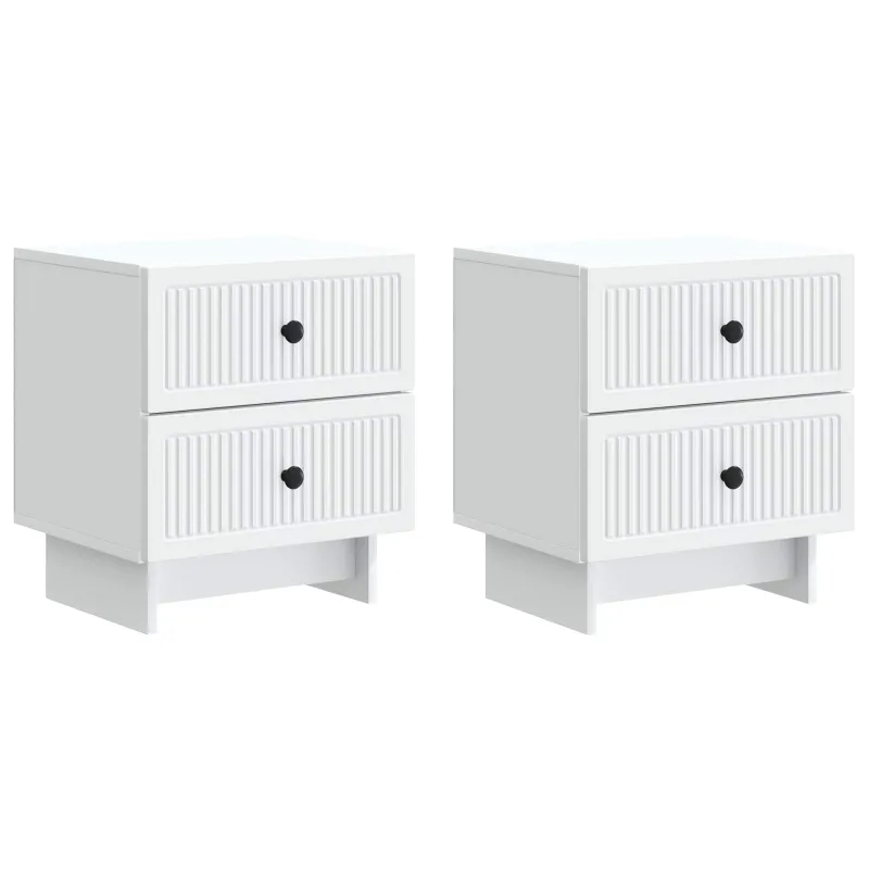 Šalia lovos spintelė su stalčių 2 pcs Balta 43 x 34,5 x 47,5 cm