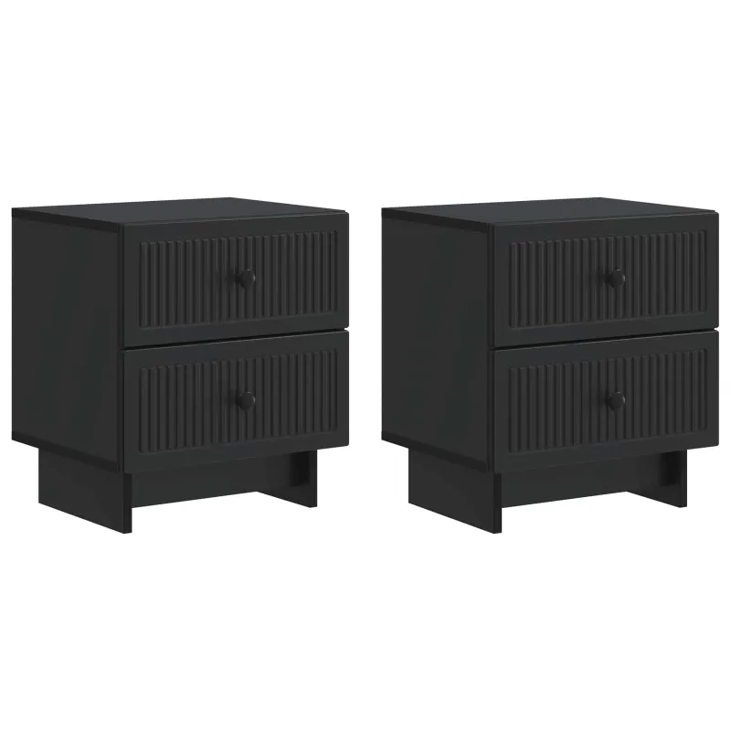 Šalia lovos spintelė su stalčių 2 pcs Juoda 43 x 34,5 x 47,5 cm