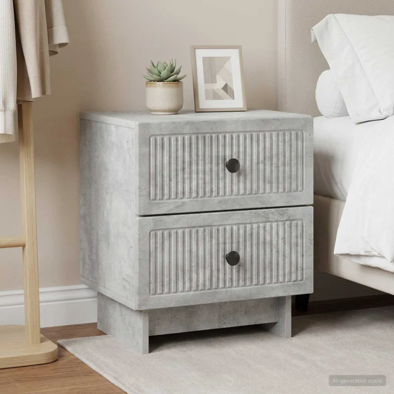 Šalia lovos spintelė 2 pcs Betono pilka 43 x 34,5 x 47,5 cm