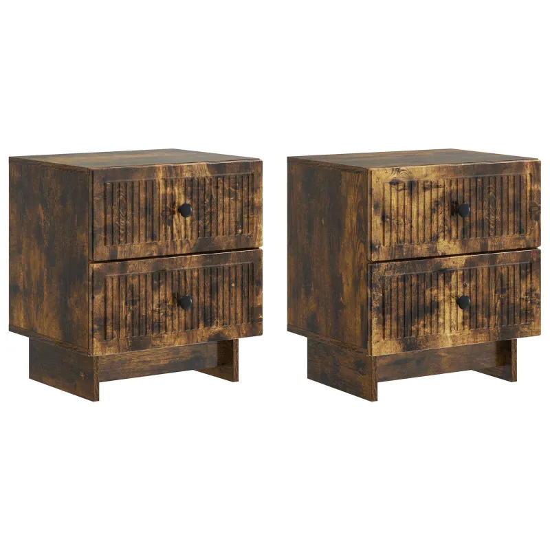 Šalia lovos spintelė 2 pcs Dūminio ąžuolo 43 x 34,5 x 47,5 cm