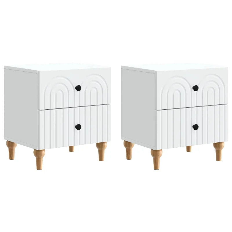 Šalia lovos spintelė su stalčių 2 pcs Balta 43 x 34,5 x 48 cm