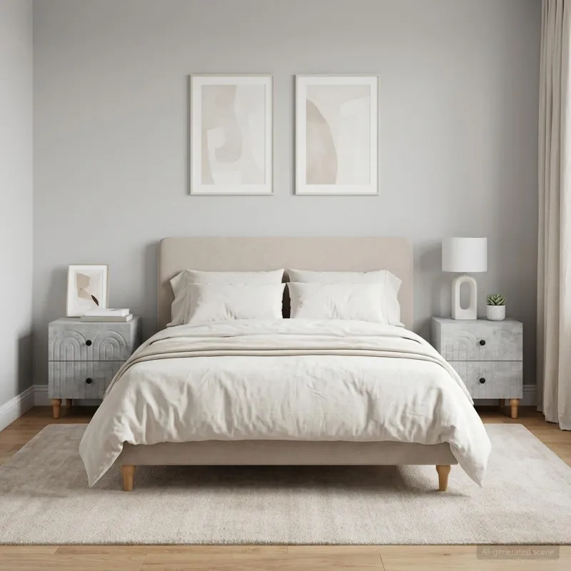 Šalia lovos spintelė 2 pcs Betono pilka 43 x 34,5 x 48 cm