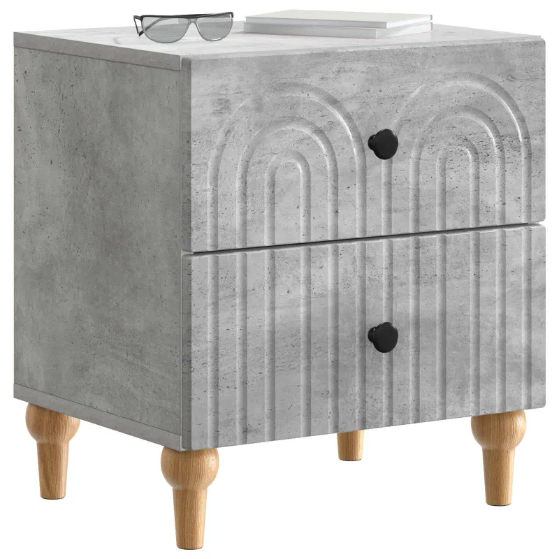 Šalia lovos spintelė 2 pcs Betono pilka 43 x 34,5 x 48 cm