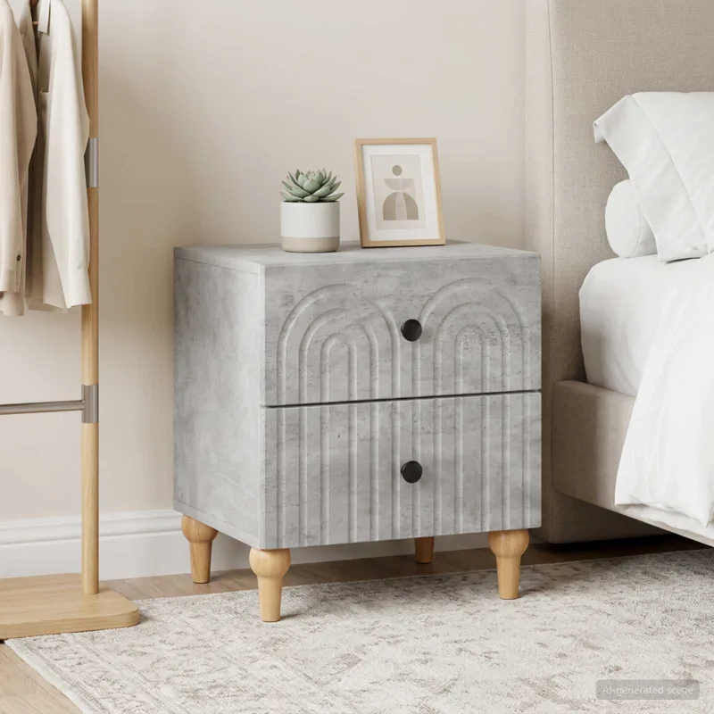 Šalia lovos spintelė 2 pcs Betono pilka 43 x 34,5 x 48 cm