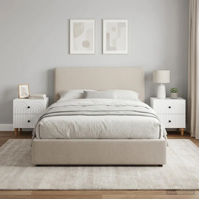 Šalia lovos spintelė 2 pcs Itin blizgi balta 43 x 34,5 x 48 cm