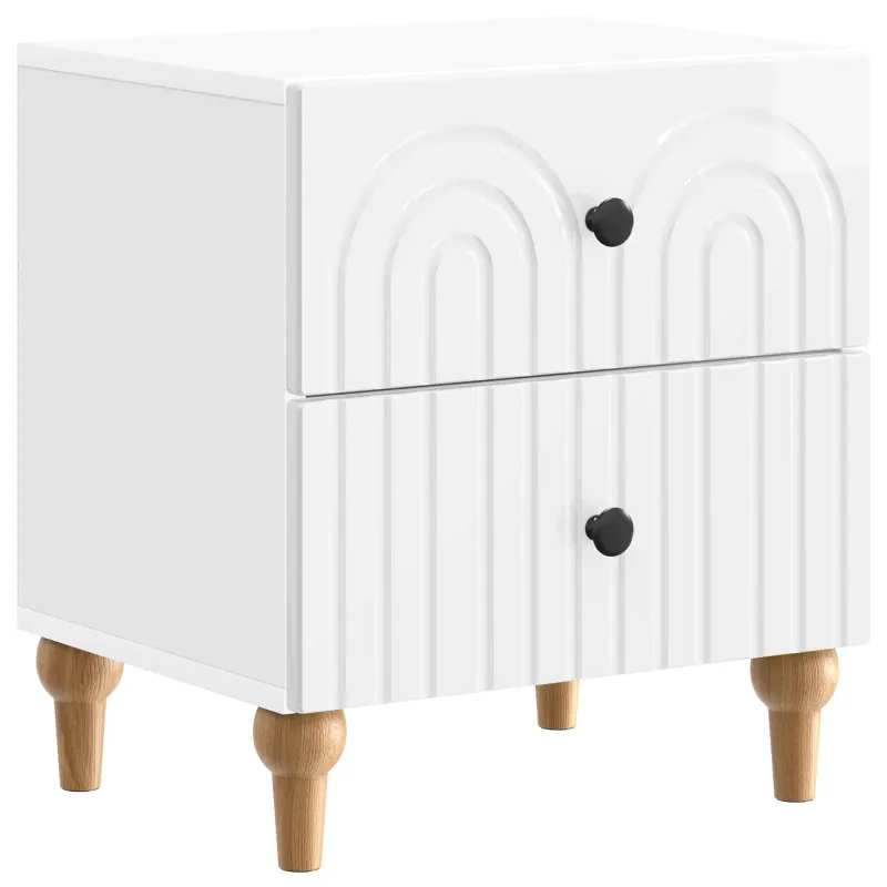 Šalia lovos spintelė 2 pcs Itin blizgi balta 43 x 34,5 x 48 cm