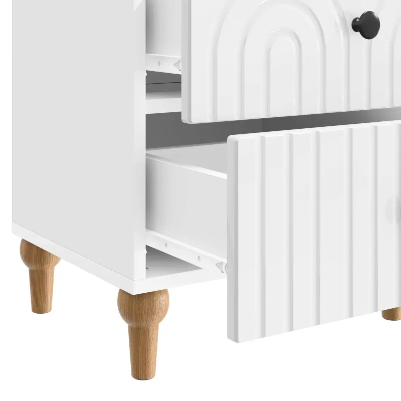 Šalia lovos spintelė 2 pcs Itin blizgi balta 43 x 34,5 x 48 cm