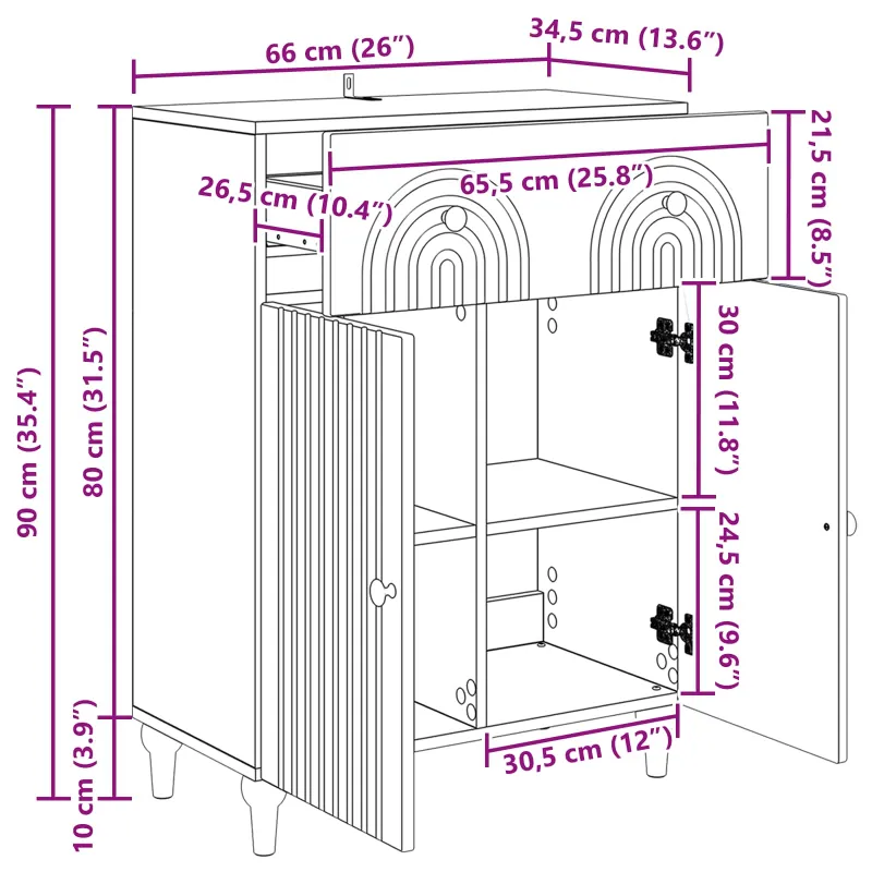 Kabalas Betono pilka 66 x 34,5 x 90 cm Apdirbta mediena