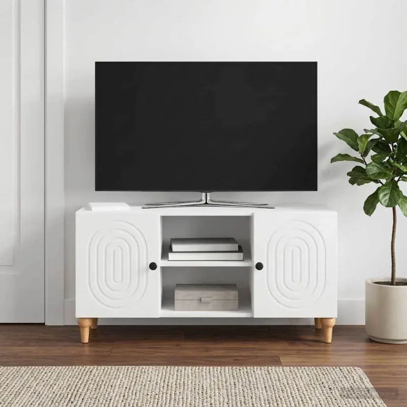 Televizoriaus spintelė Itin blizgi balta 102 x 34,5 x 50 cm