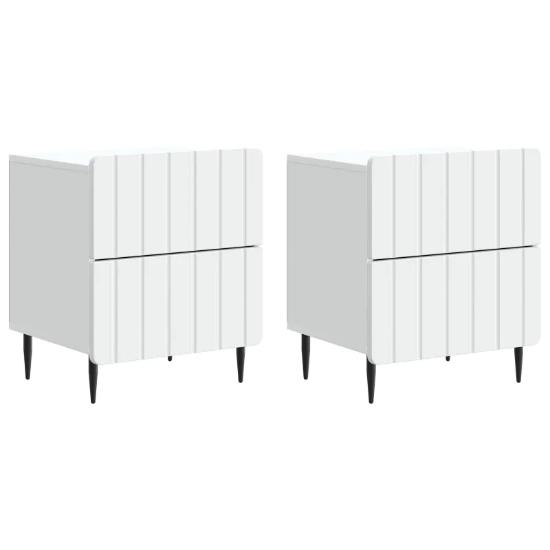 Šalia lovos spintelė su stalčių 2 pcs Balta 43 x 34,5 x 49,5 cm