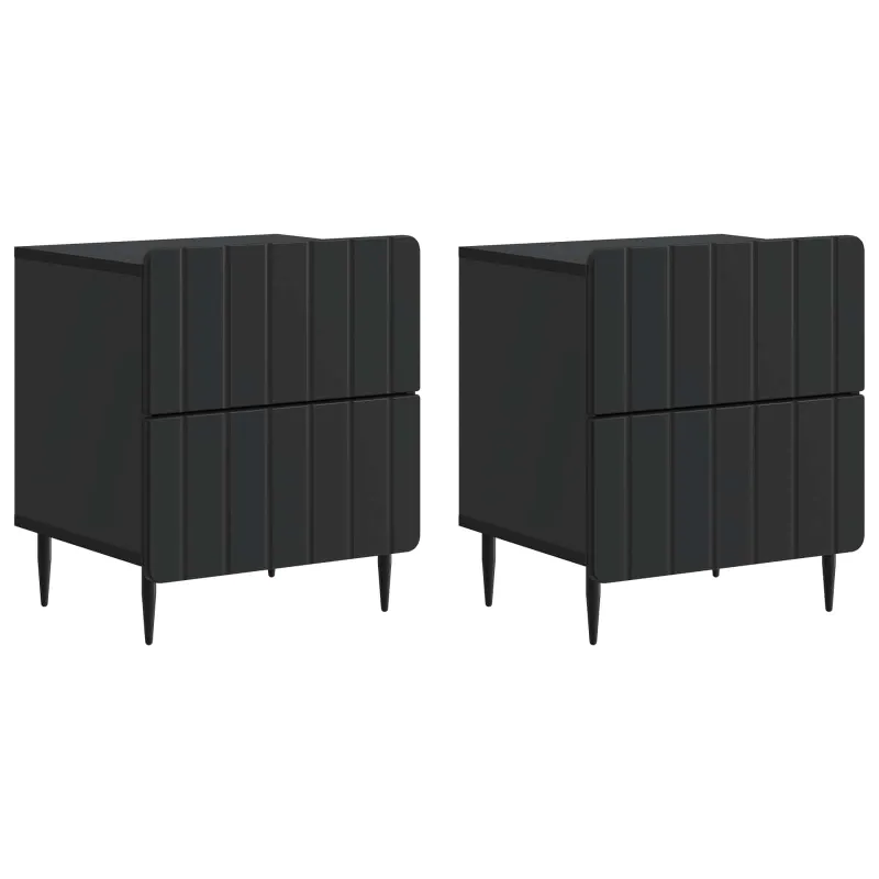 Šalia lovos spintelė su stalčių 2 pcs Juoda 43 x 34,5 x 49,5 cm