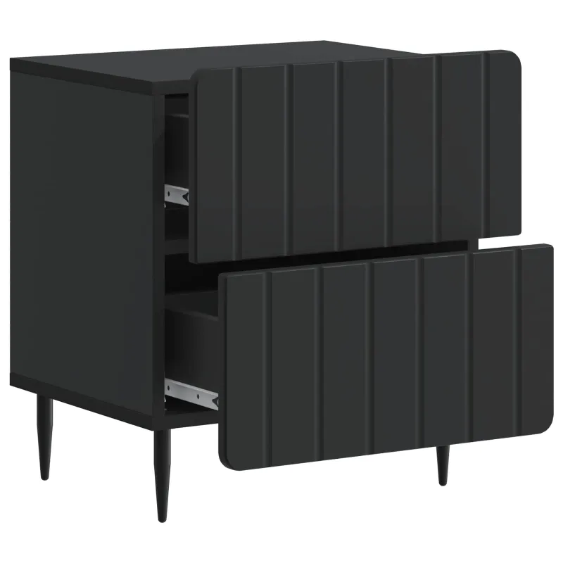 Šalia lovos spintelė su stalčių 2 pcs Juoda 43 x 34,5 x 49,5 cm