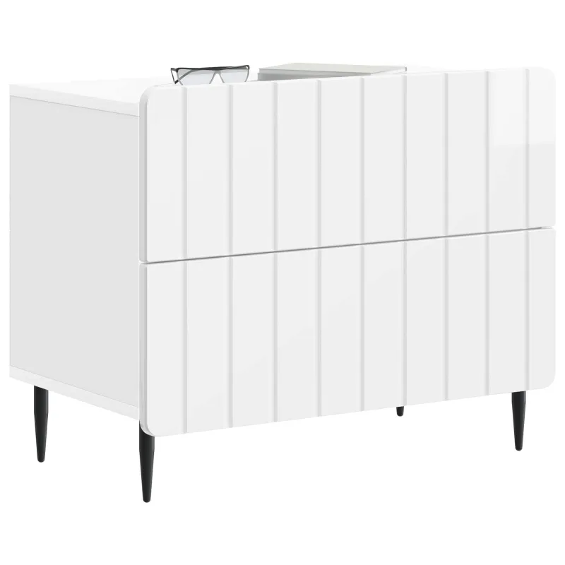 Šalia lovos spintelė Itin blizgi balta 62 x 34,5 x 49,5 cm
