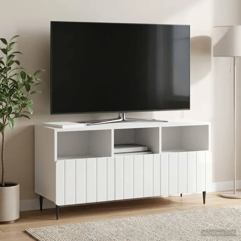 Televizoriaus spintelė Itin blizgi balta 102 x 34,5 x 50 cm