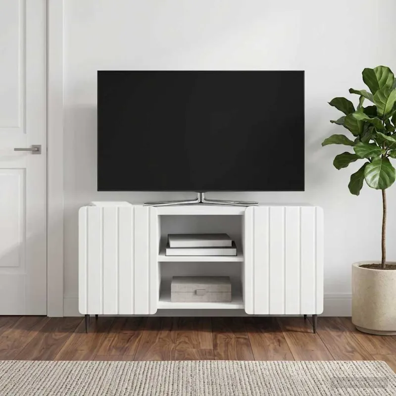Televizoriaus spintelė Itin blizgi balta 102 x 34,5 x 52 cm