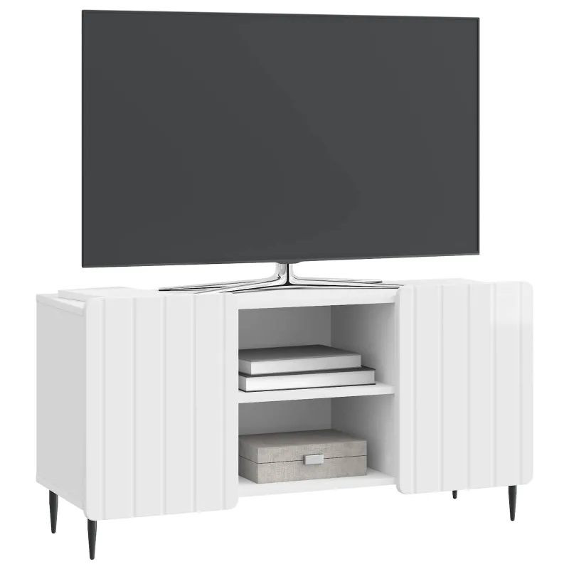 Televizoriaus spintelė Itin blizgi balta 102 x 34,5 x 52 cm