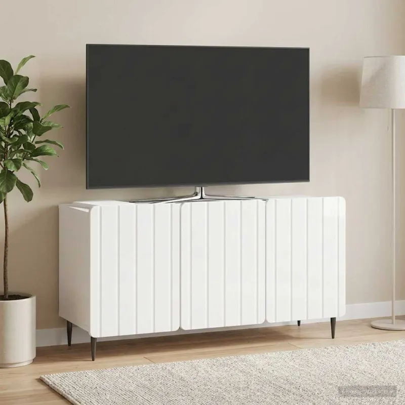 Televizoriaus spintelė Itin blizgi balta 99 x 34,5 x 52 cm