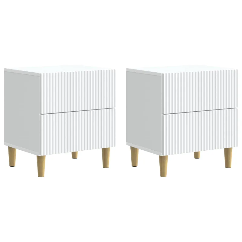 Šalia lovos spintelė su stalčių 2 pcs Balta 43 x 34,5 x 48 cm