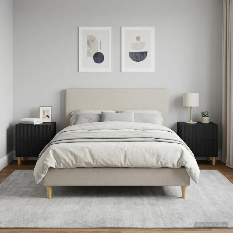 Šalia lovos spintelė su stalčių 2 pcs Juoda 43 x 34,5 x 48 cm