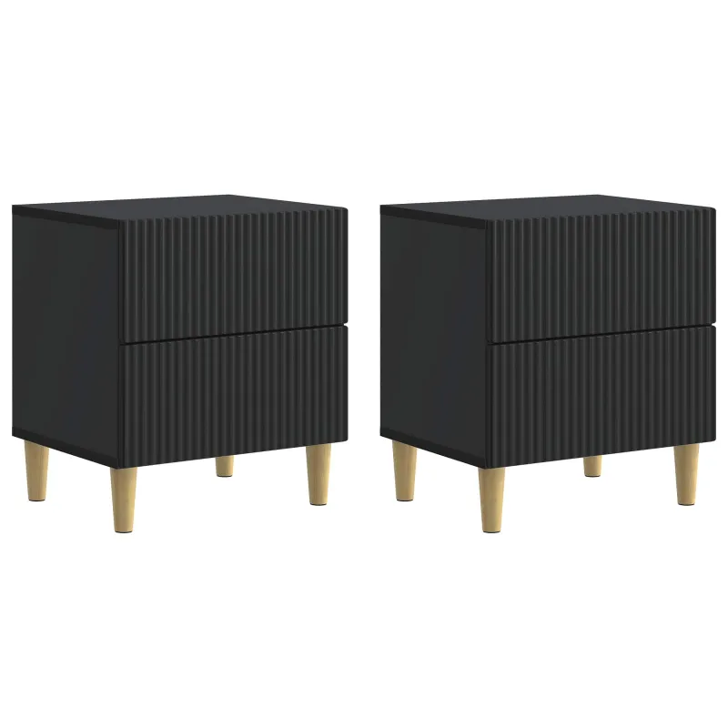 Šalia lovos spintelė su stalčių 2 pcs Juoda 43 x 34,5 x 48 cm