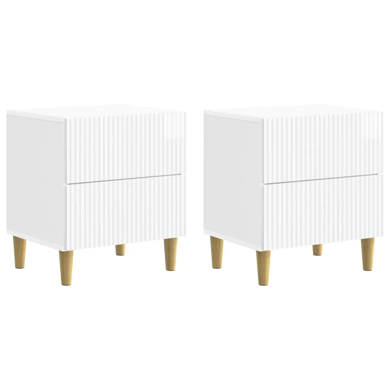 Šalia lovos spintelė 2 pcs Itin blizgi balta 43 x 34,5 x 48 cm