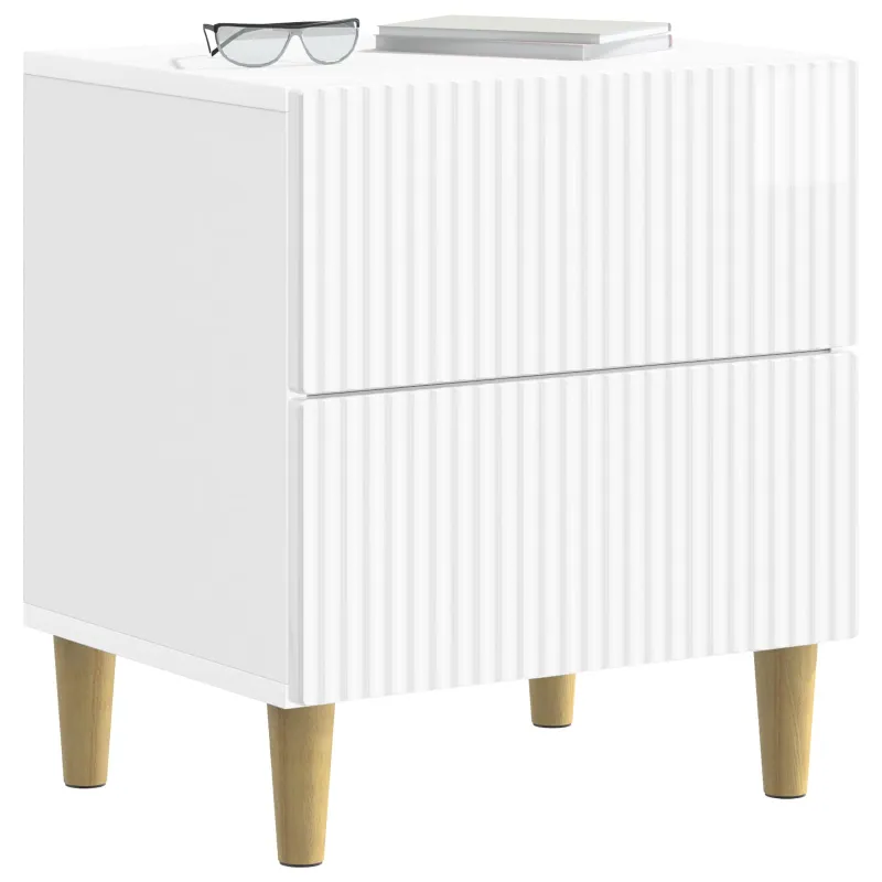 Šalia lovos spintelė 2 pcs Itin blizgi balta 43 x 34,5 x 48 cm