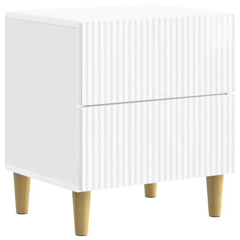 Šalia lovos spintelė 2 pcs Itin blizgi balta 43 x 34,5 x 48 cm