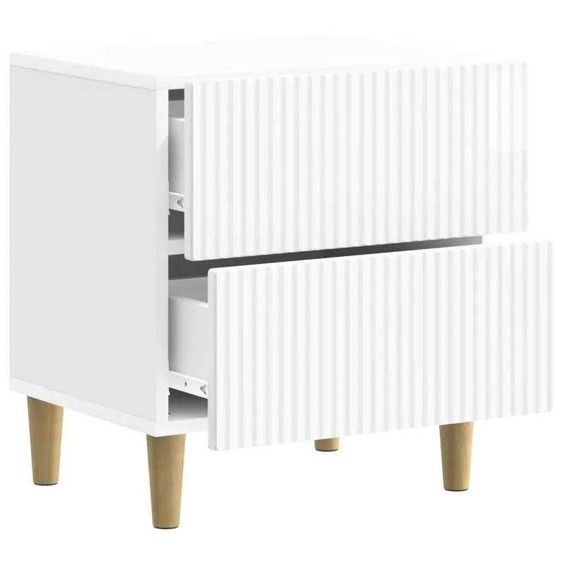 Šalia lovos spintelė 2 pcs Itin blizgi balta 43 x 34,5 x 48 cm