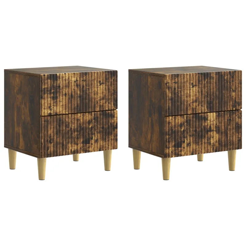 Šalia lovos spintelė 2 pcs Dūminio ąžuolo 43 x 34,5 x 48 cm