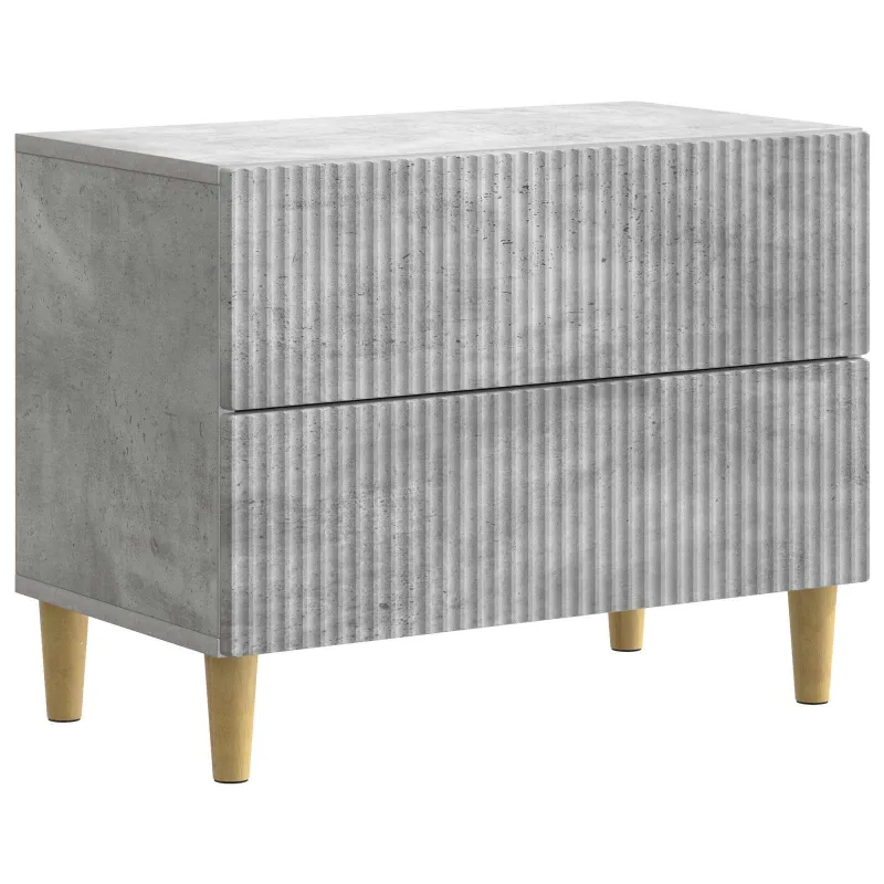 Šalia lovos spintelė su stalčių Betono pilka 62 x 34,5 x 48 cm