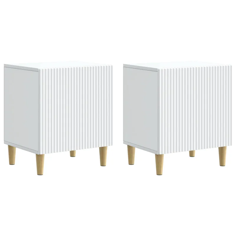 Šalia lovos spintelė 2 pcs Balta 43 x 34,5 x 50 cm