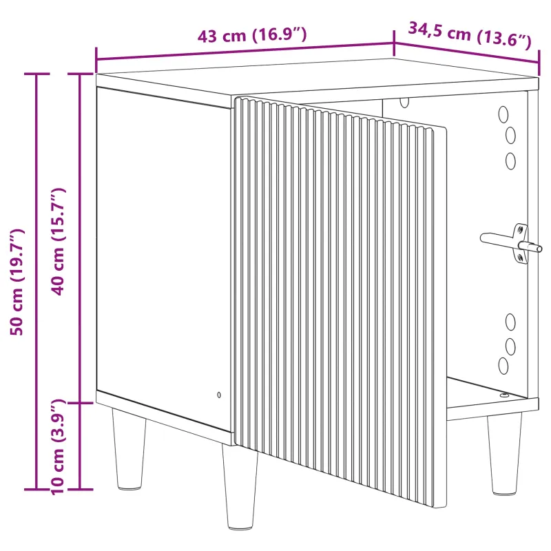 Šalia lovos spintelė Juoda 43 x 34,5 x 50 cm Apdirbta mediena