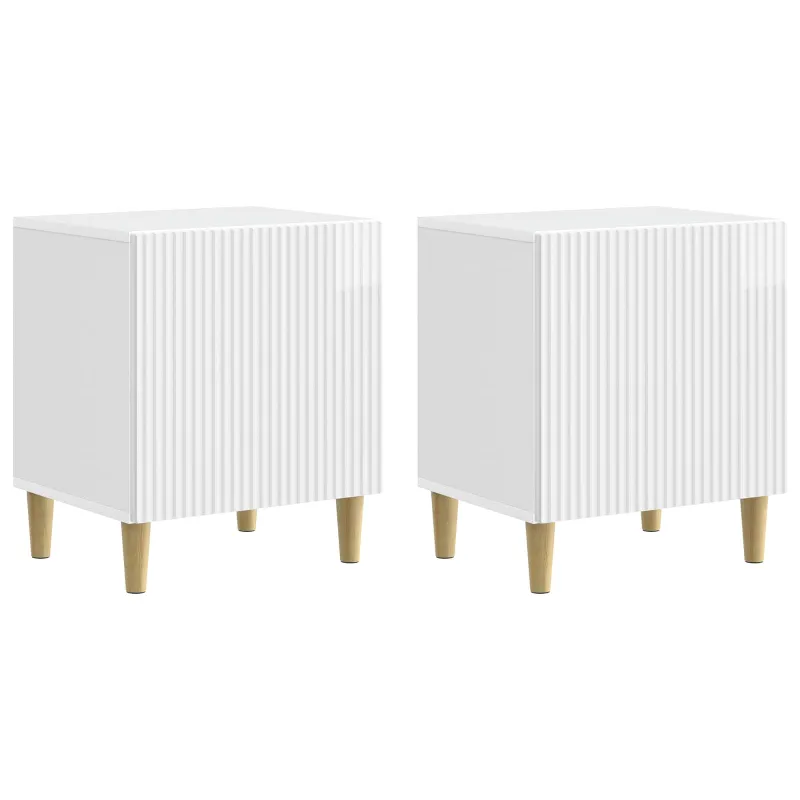 Šalia lovos spintelė 2 pcs Itin blizgi balta 43 x 34,5 x 50 cm