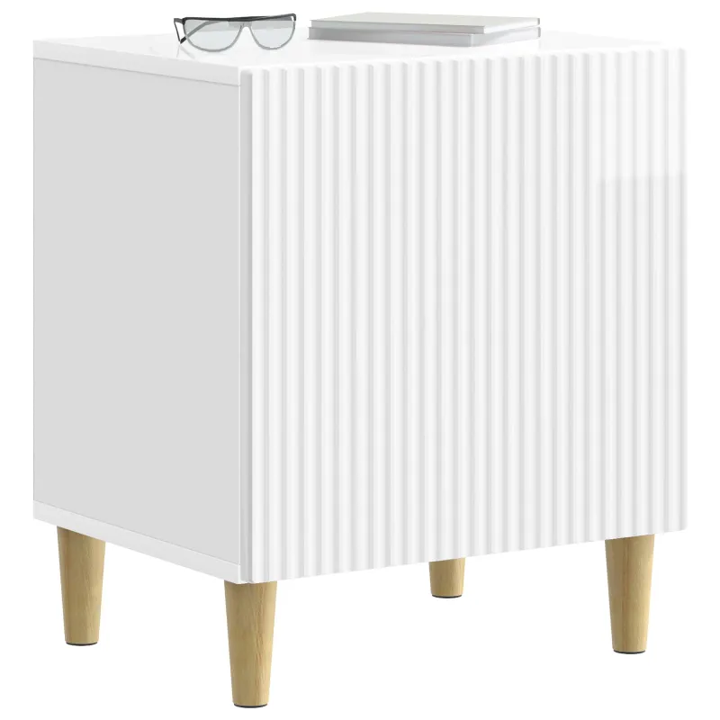 Šalia lovos spintelė 2 pcs Itin blizgi balta 43 x 34,5 x 50 cm