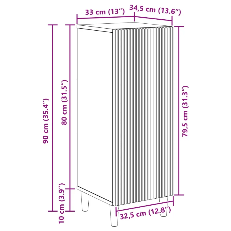 Kabalas Betono pilka 33 x 34,5 x 90 cm Apdirbta mediena