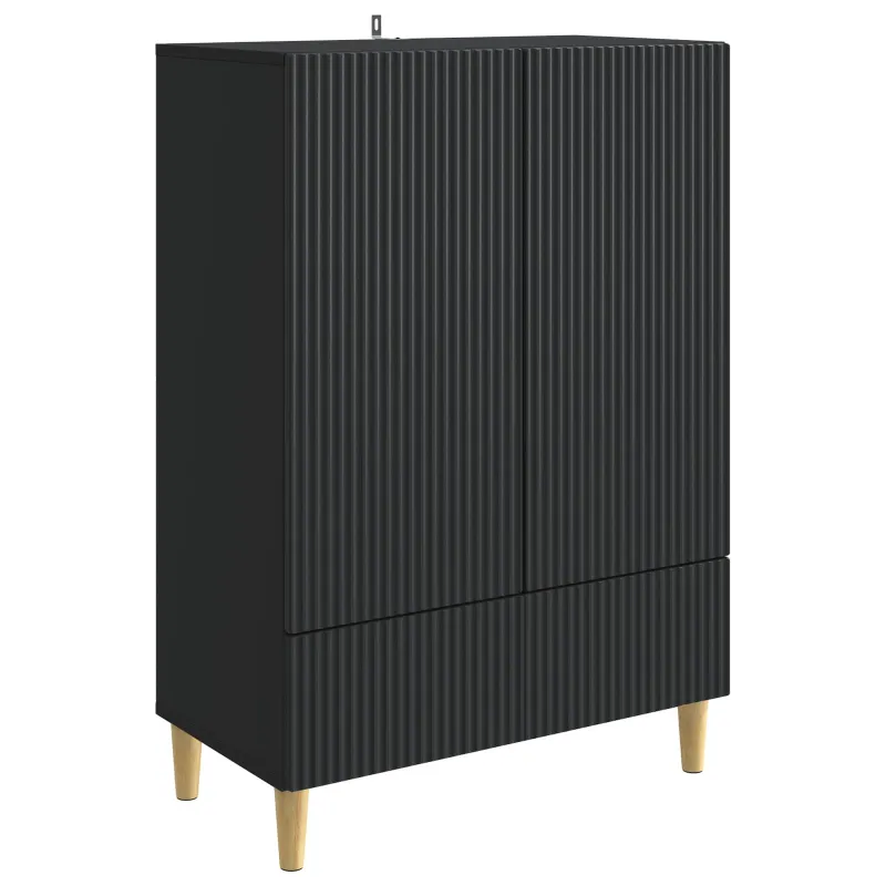 Kabalas su stalčių Juoda 66 x 34,5 x 95 cm Apdirbta mediena